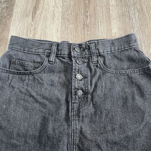 GAP Vintage Black Button Fly Denim Mini Skirt - Size: 28 - Picture 5 of 7